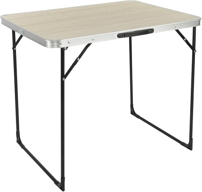 J&V TEXTILES Rectangle Portable Folding Table with Handle (Driftwood, 2.63 Feet)