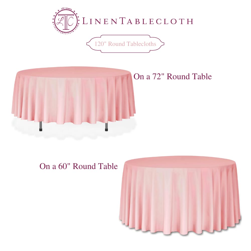 LTC LINENS Beige Round Tablecloth for 60 Inch Round Table - 120 Inch Round Table Cover - Washable, Wrinkle Resistant Polyester Fabric Cloth for Wedding, Party