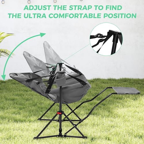 Ainfox Hammock Chair with Footrest, Oversized Swinging Portable Folding Camping Chairs for Adults Outside Swinging Camp wi...