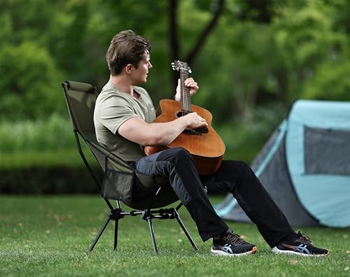 MARCHWAY Lightweight Folding High Back Camping Chair with Head Support, Stable Portable Compact for Outdoor Camp, Travel, ...
