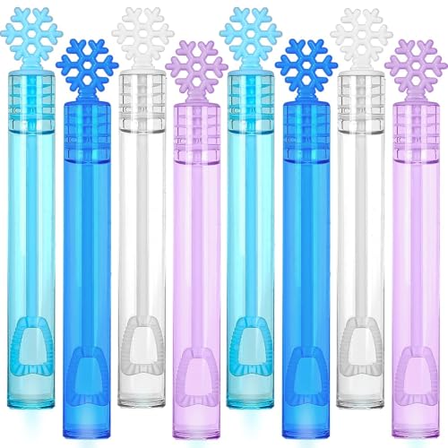 32 Pcs Snowflake Bubble Wand Bulk for Kids, 4 Color Mini Snowflake Party Favor, Valentine's, Goody Bag Stuffers, Classroom...