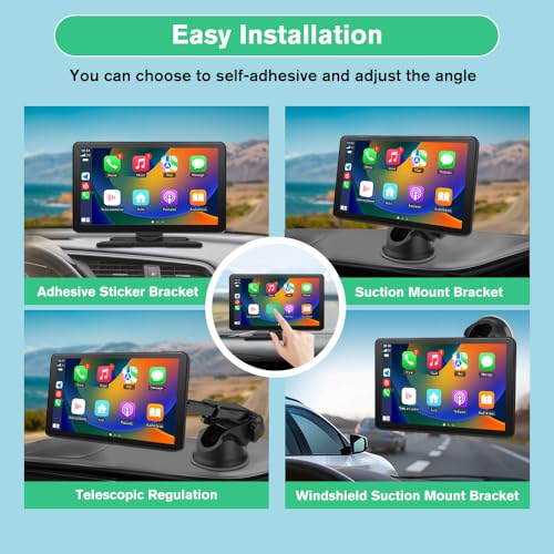 9" Carplay Screen for Car Portable, Carplay & Android Auto Car Stereo, Touchscreen GPS Navigation 4K Dash Cam/1080P Backup...