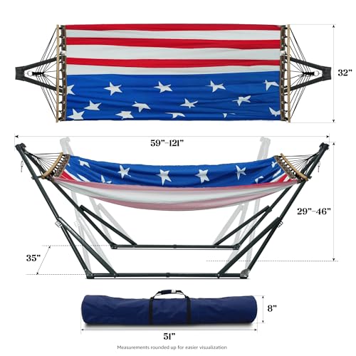 Tranquillo Sturdy Steel Hammock with Stand Premium Cotton Canvas Hammock, 600 lbs Capacity Hammock Stand Folding, Portable...