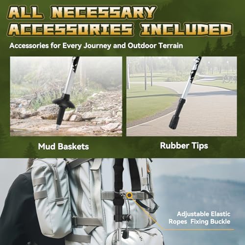 THRISTRIDE Collapsible Aluminum Single Trekking Pole(1pc) - Lightweight Hiking Stick for Women, Men & Seniors, Adjustable ...