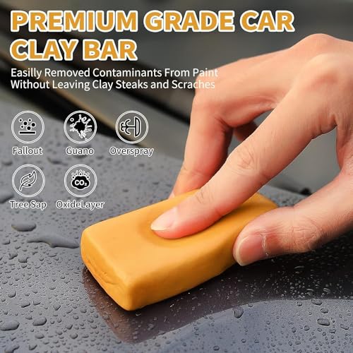 Wontolf Car Clay Bars Auto Detailing and Clay Luber Synthetic Lubricant Kit, Premium Grade 4 Clay Bars, Clay bar Lubricant...