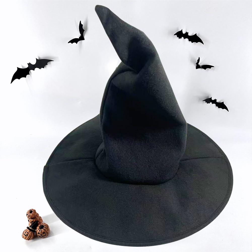 VALOZENC Adult Wizard Hat Black Large Witch Sorcerer Hat Halloween Costume Accessories for Cosplay