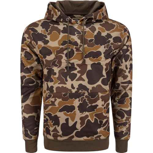 Drake Waterfowl Men's Back Eddy Embossed DW2298 Midweight Hunting Stretch Hoodie w/Kangaroo Pocket & Water Resistant Finish