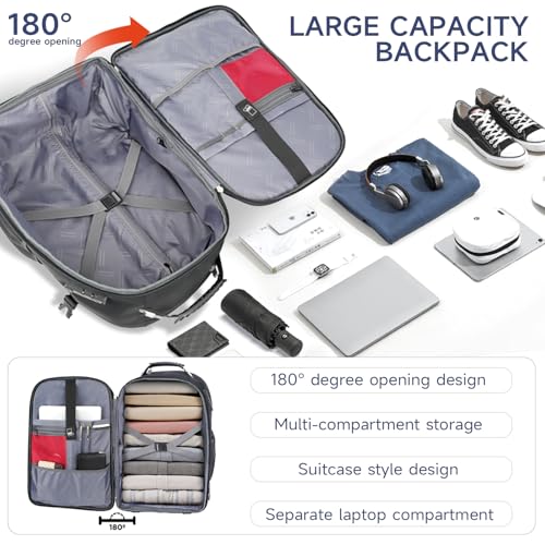 SWICKY RICOOI Backpack with wheels,rolling backpack carry on luggage with Anti-Theft,wheeled backpack for travel,Water-Res...