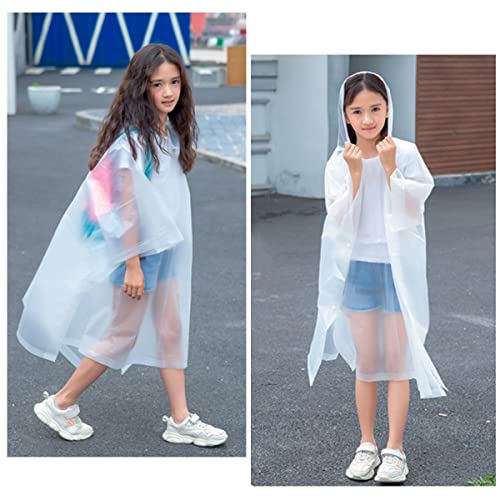 RUISHYY Rain Poncho for Kids (2 Pack), Reusable EVA Children Raincoat Ponchos Rain Jacket with Hood for 6-14 Girls Boys