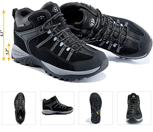wantdo Men's Winter Waterproof Ankle-High Hiking Boots Lightweight Non-Slip Outdoor Shoes