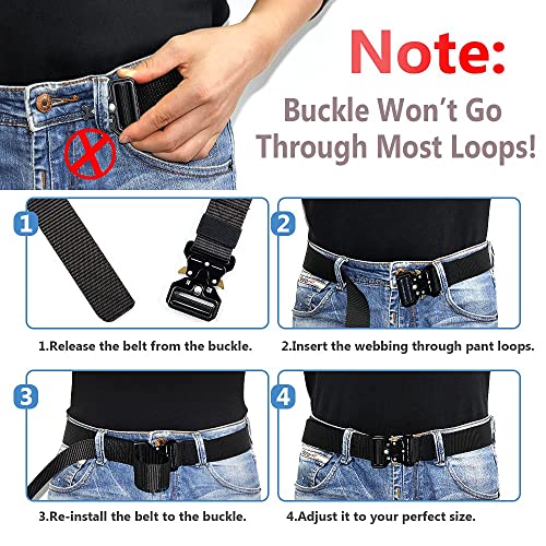 YOORAN Tactical Belts for Men 4 Pack, Compass Military Web Belt, Heavy-Duty Quick-Release Metal Buckle Riggers Belt for Men