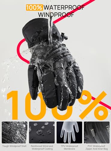 TRENDOUX Winter Ski Snow Gloves : 100% Waterproof 3M Thinsulate -40°F Cold Weather Windproof Warm Lined Gloves for Men Wom...