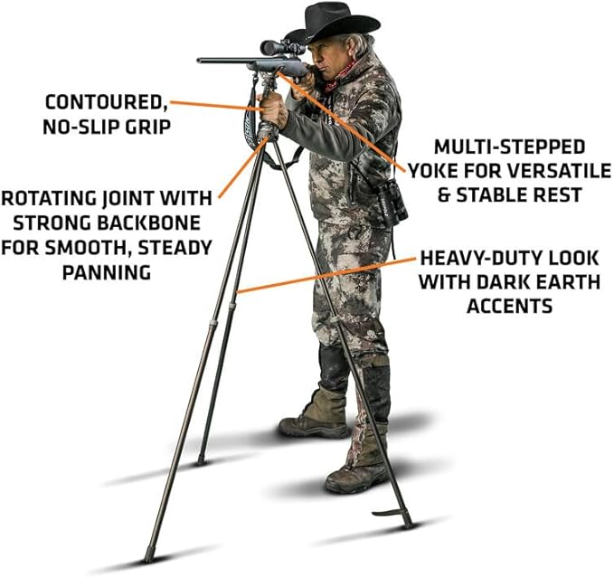 PRIMOS Hunting Trigger Stick Gen3 Shooting Stick, Adjustable Height, Quick-Detach Yoke, Durable and Lightweight, Ideal for Hunting, Shooting, and Photography