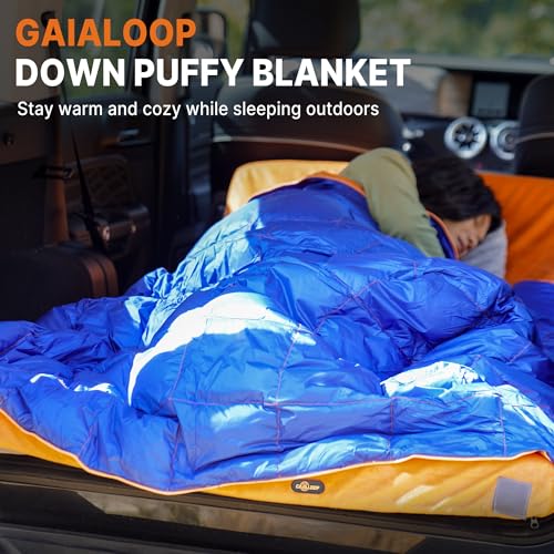 Gaialoop Down Puffy Blanket for 2 Person Car Camping Outdoor Travel Backpacking, 80% Duck Down & 20% Feather Lightweight P...