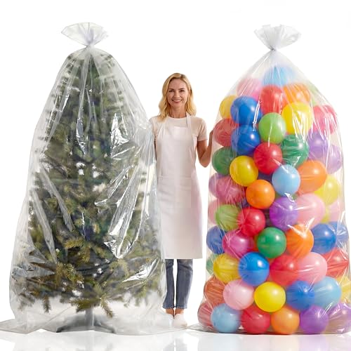 2 Pcs 98.4 x 59 Inches Large Balloon Bags for Transport, Christmas Tree Disposal and Storage Bag, Clear Balloon Drop Bag, ...