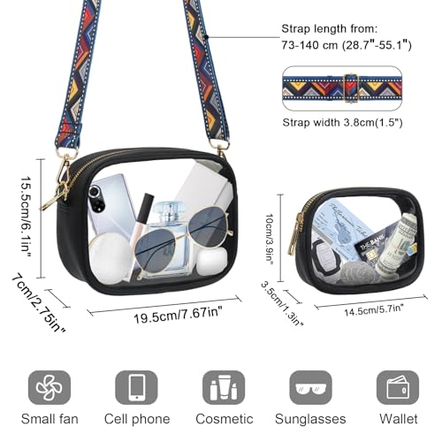 KETIEE Clear Crossbody Bag, Stadium Approved Clear Purse Bag for Concerts Sports Events Festivals