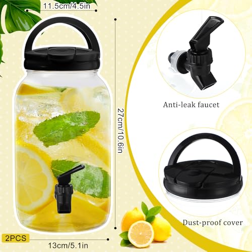 Havawish 2 Pcs 1 Gallon Plastic Beverage Dispenser with Spigot Clear Summer Kitchen Fridge Drink Dispenser for Parties Lem...
