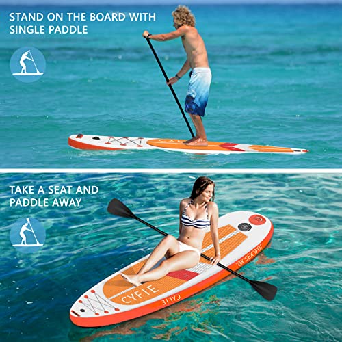 CYFIE 10'6''Inflatable Stand Up Paddle Board, Paddle Boards with Premium SUP Paddle Board Accessories, Removable Kayak Sea...