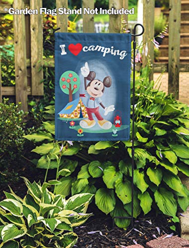 Flagology.com, Disney, Mickey Mouse, Mickey I Love Camping, Outdoor, Garden Flag 12.5"x18", Exclusive Premium Fabric, Camp...
