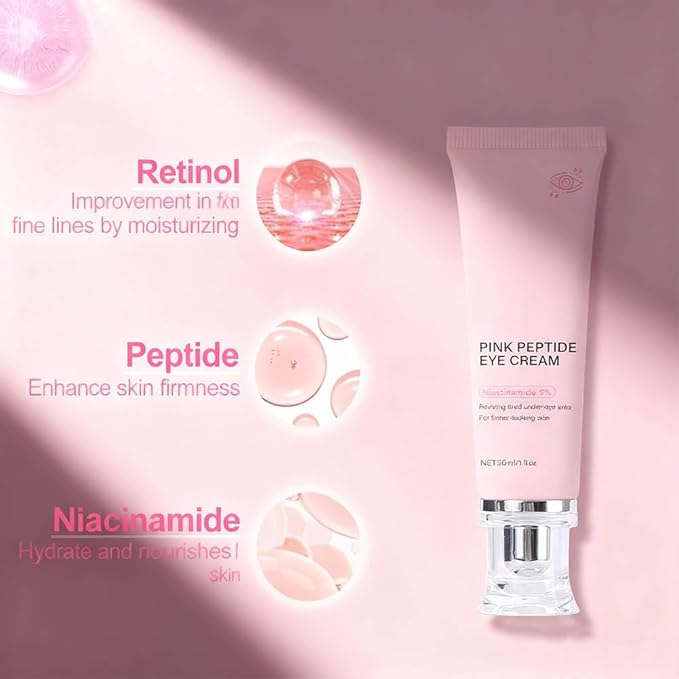 Pdrn Pink Peptide Serum, Pdrn Eye Cream, With Niacinamide and Purity Retinol for Fine Lines, Uneven Skin Tone (Peptide Eye Cream Hydrating & Firming for Dark Circles 2PCS)
