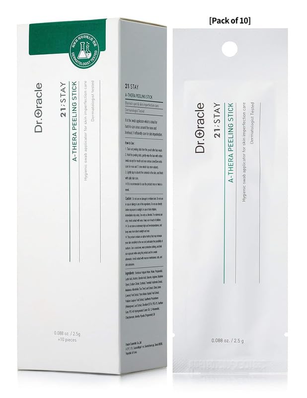 DR.ORACLE 21 Stay A-Thera Peeling Stick for Sensitive Skin - AHA, BHA, Tea Tree Oil, Exfoliating Swabs for Blackheads, Whitehead