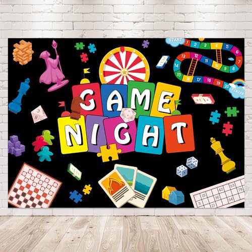 Newsely Game Night Backdrop 7Wx5H Photography Game Party Decorations Chess Card Playing Card Party Supplies Gamble Gaming ...