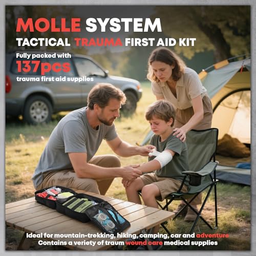 Trauma First Aid Kit - IFAK Trauma Kit with Trauma Bandage, Splint, Tourniquet, Wound Care, Bleeding Control - Tactical Mo...