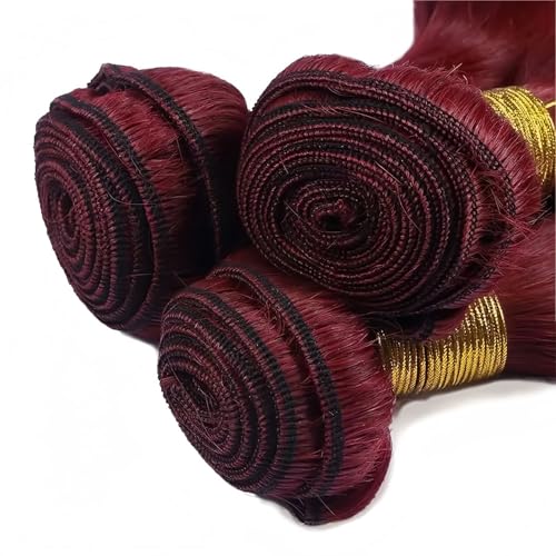 99J Burgundy Body Wave Human Hair Bundles 24 26 28 Inch 3 Bundles Brazilian Virgin Remy Hair Extensions Weave Soft Bouncy Curly Sew In for Black Women