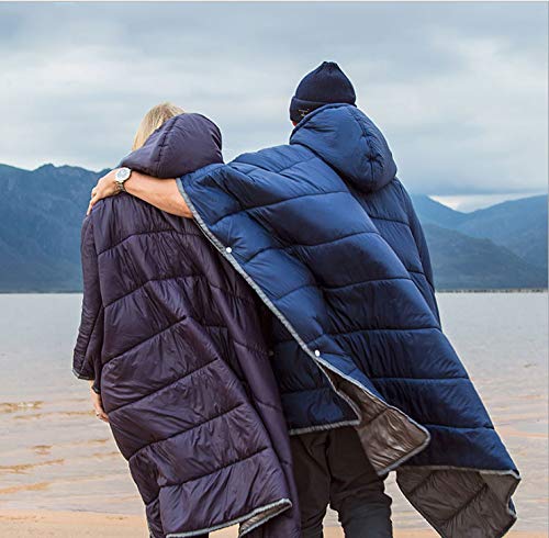 Camp Poncho Sleeping Bag Wearable Hooded Blanket - Envelope Lightweight Thermal Cloak Cape Windproof with Premium Stuff Co...