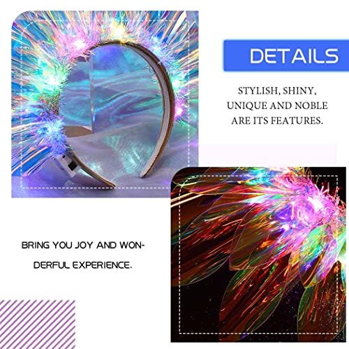 JONKY Light Up Crown Led New Year Eve Headband Glow Birthday Headpiece Rave Costume Hair Accessories for Women