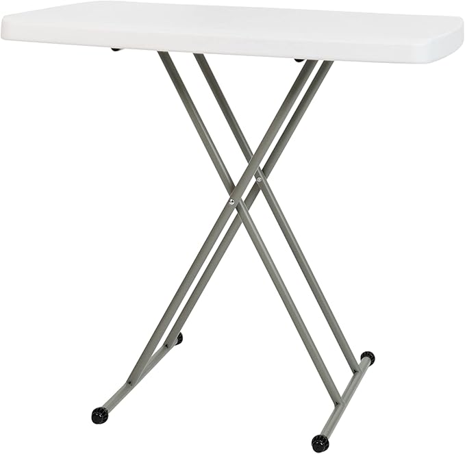 Flash Furniture Elon Folding Table - Granite White - Height Adjustable - 30 Inch - TV Tray - Commercial Grade Laptop Table