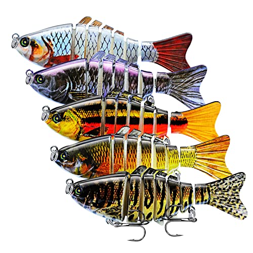Fishing Lures Multi Jointed Fish Fishing Kits Slow Sinking Lifelike Swimbait Freshwater and Saltwater Crankbaits for Bass ...