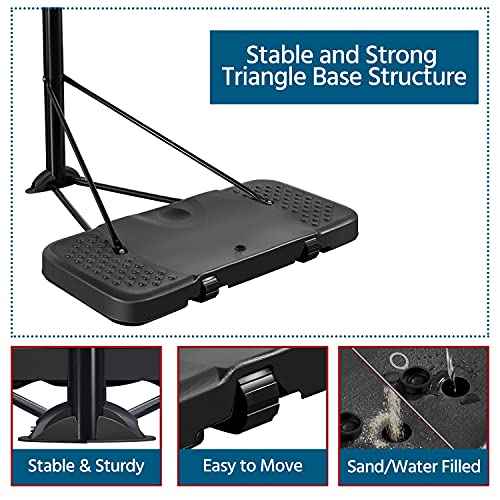 Yaheetech Basketball Hoop Outdoor for Adults Portable Basketball Goal Court 9-12ft Height Adjustable with 43 inch Backboard