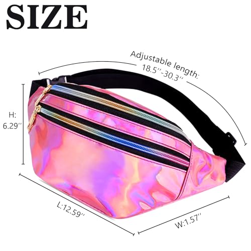 Fanny Pack For Women Holographic Crossbody Waist Bag Waterproof Waist Packs Adjustable Belt Laser Hip Bag Fashion Sports P...