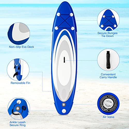 Goplus Inflatable Stand up Paddle Board, 10'/10.5'/11' SUP 6" Thick with Premium Accessories, Adjustable Aluminum Paddle, ...