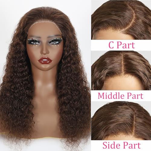 ONICE Wear And Go Glueless Wigs Human Hair Pre Plucked 5x5 HD Lace Closure Human Hair Wigs For Black Women Upgraded No Glue Deep Wave Lace Front Wigs Human Hair(Chocolate Brown,22Inch)