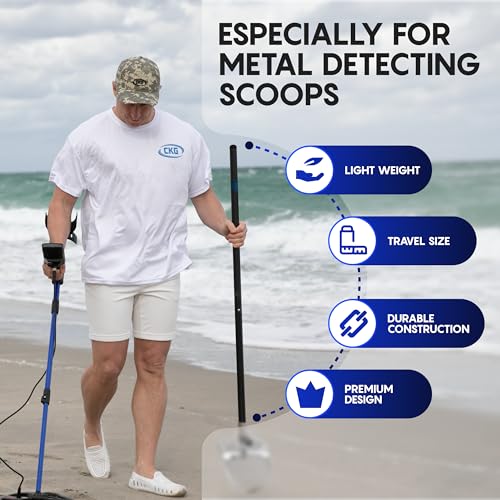 CKG Carbon Fiber Travel Sand Scoop Shovel Handle Universal Lightweight Pole for Beach Metal Detecting Long Rod with 28.5m...