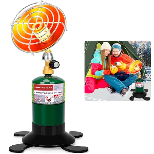 Portable Propane Heater for Camping, Outdoor Small Space Patio Heater with Control Valve, Radiant Cordless Garage Tent Hea...