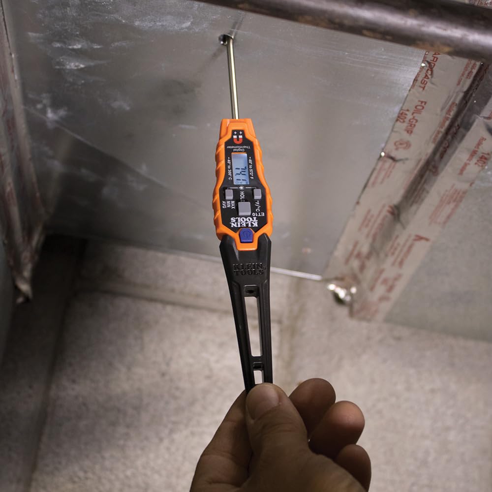 Klein Tools ET10 Magnetic Digital Pocket Thermometer, HVAC Instant Read Thermometer with Backlit Display, Wide Measurement Range, Fahrenheit and Celsius