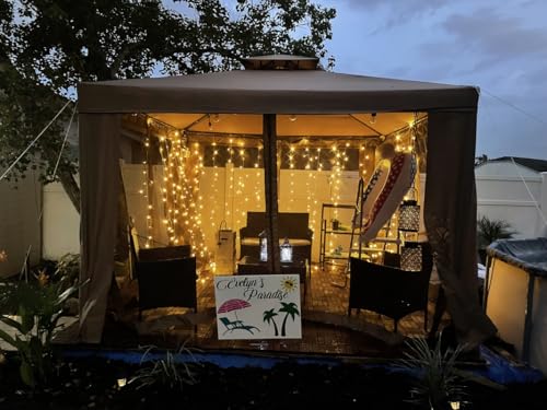 Lighting EVER 594 LED Curtain Lights, 20 x 10 ft Plug in Hanging Fairy String Lights, Wedding Party Backdrop Lights, Twink...