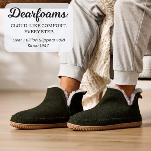 Dearfoams Men's Memory Foam Indoor House Slippers Brixen Ankle Boot House Shoes - Gifts for Men