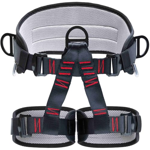 HandAcc Climbing Belts, Adjustable Thicken Professional Safety Belt, Climbing Gear for Tree Climbing, Fire Rescue, Roofin...
