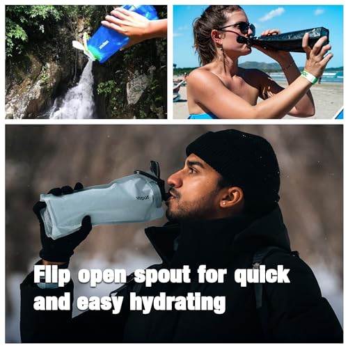 Vapur Collapsible Water Bottle With Carabiner, Compact Bottle Folds Flat For Hydration On The Go, Ideal for Traveling, Hik...
