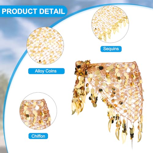 MECCANIXITY Women's Belly Dance Hip Scarf with Sequins Triangle Wrap Skirts Waist Chain