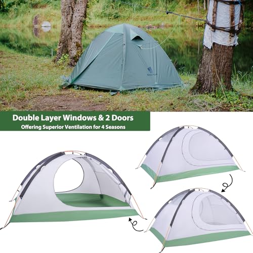 GEERTOP Ultralight 2 Person Backpacking Tent 4 Season Waterproof Camping Tent Double Layer Cold Weather Easy Set Up Tents ...