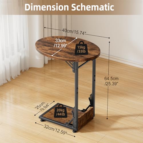 Elbourn Folding Side Table End Couch Tables,Metal Frame C-Shaped TV Stand for Sofa Living Bedroom Bedside Coffee Small Spa...