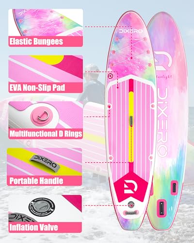 Dixero Inflatable Stand Up Paddle Board with SUP Accessories, Anti-Slip EVA Deck, 11'*33" Inflatable Paddle Boards for Adu...