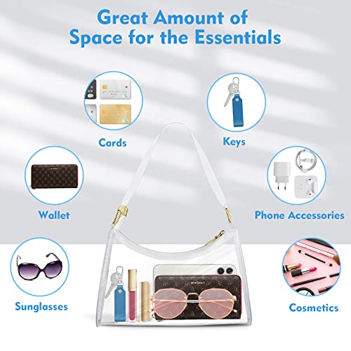 Ginogento Stadium Approved Bags for Women -Shoulder Bags PVC Purse, Concert Bag