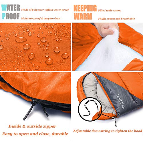 tuphen- Sleeping Bags for Adults Kids Boys Girls Backpacking Hiking Camping Microfiber Liner, Cold Warm Weather 4 Seasons ...