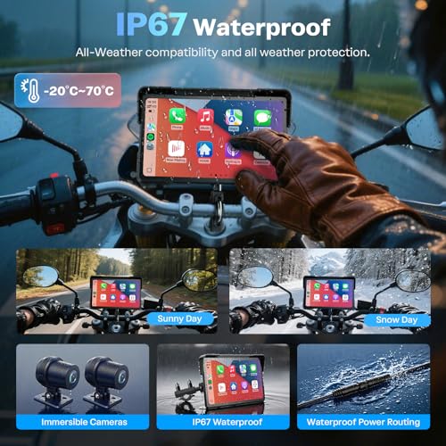 WonVon Motorcycle CarPlay Screen with Android Auto – 7” Waterproof GPS, Pantalla para Moto, Apple CarPlay, Navigation Syst...